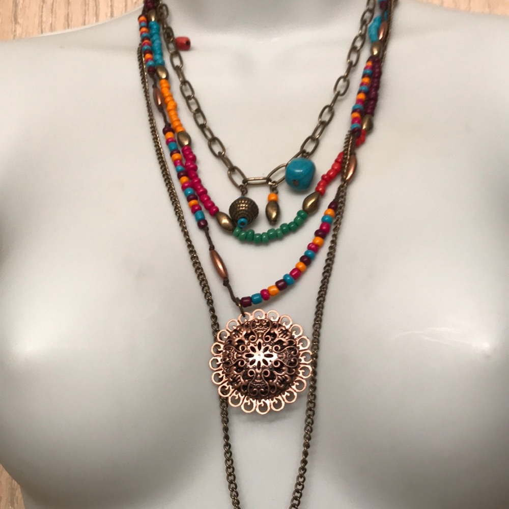 Bohemian Handcrafted Multi-Colored Necklace